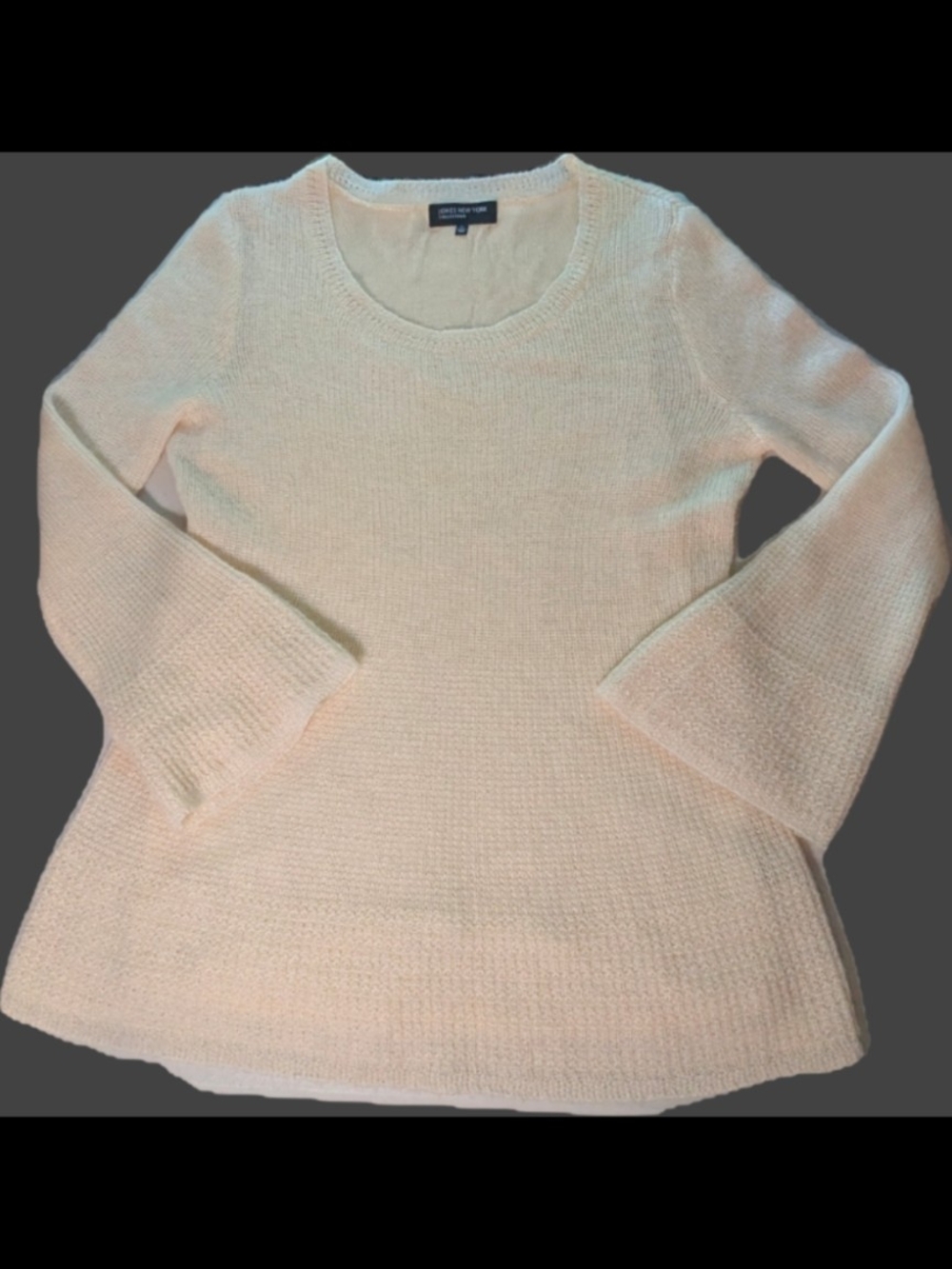 Jones New York Cream Knit Bell-Sleeve Crewneck Sweater